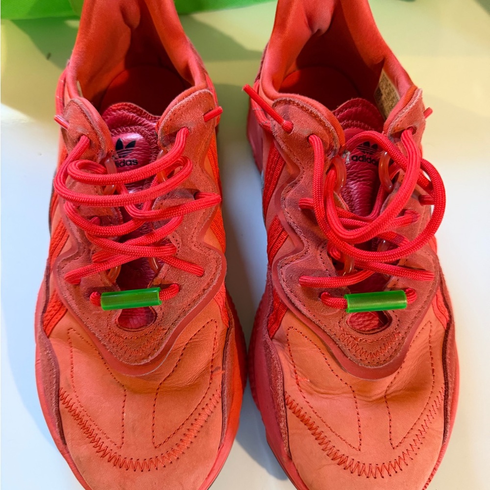 Adidas Coral Sneakers with Green Accents